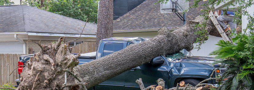 environmental damage tree on truck